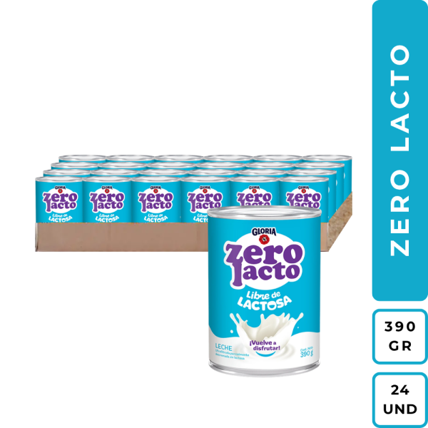 Leche Zero Lacto GLORIA Plancha 24 Latas 390g c/u